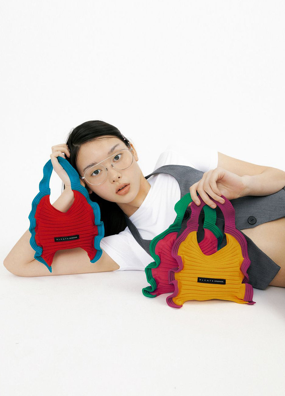 PLEATSMAMA Ruffle Mini Tote Bag