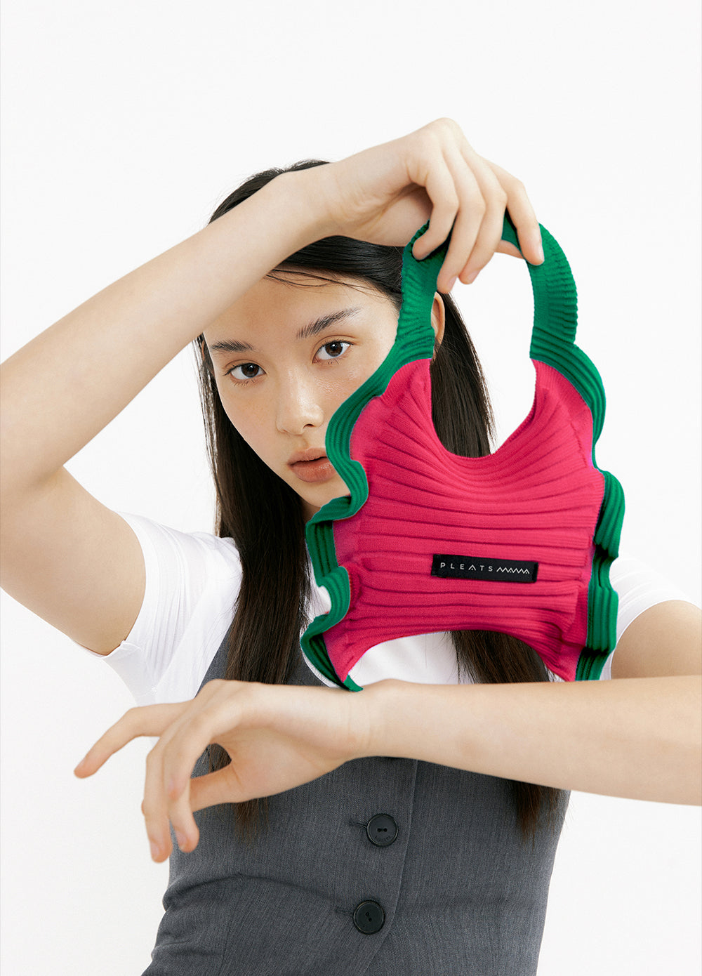 PLEATSMAMA Ruffle Mini Tote Bag